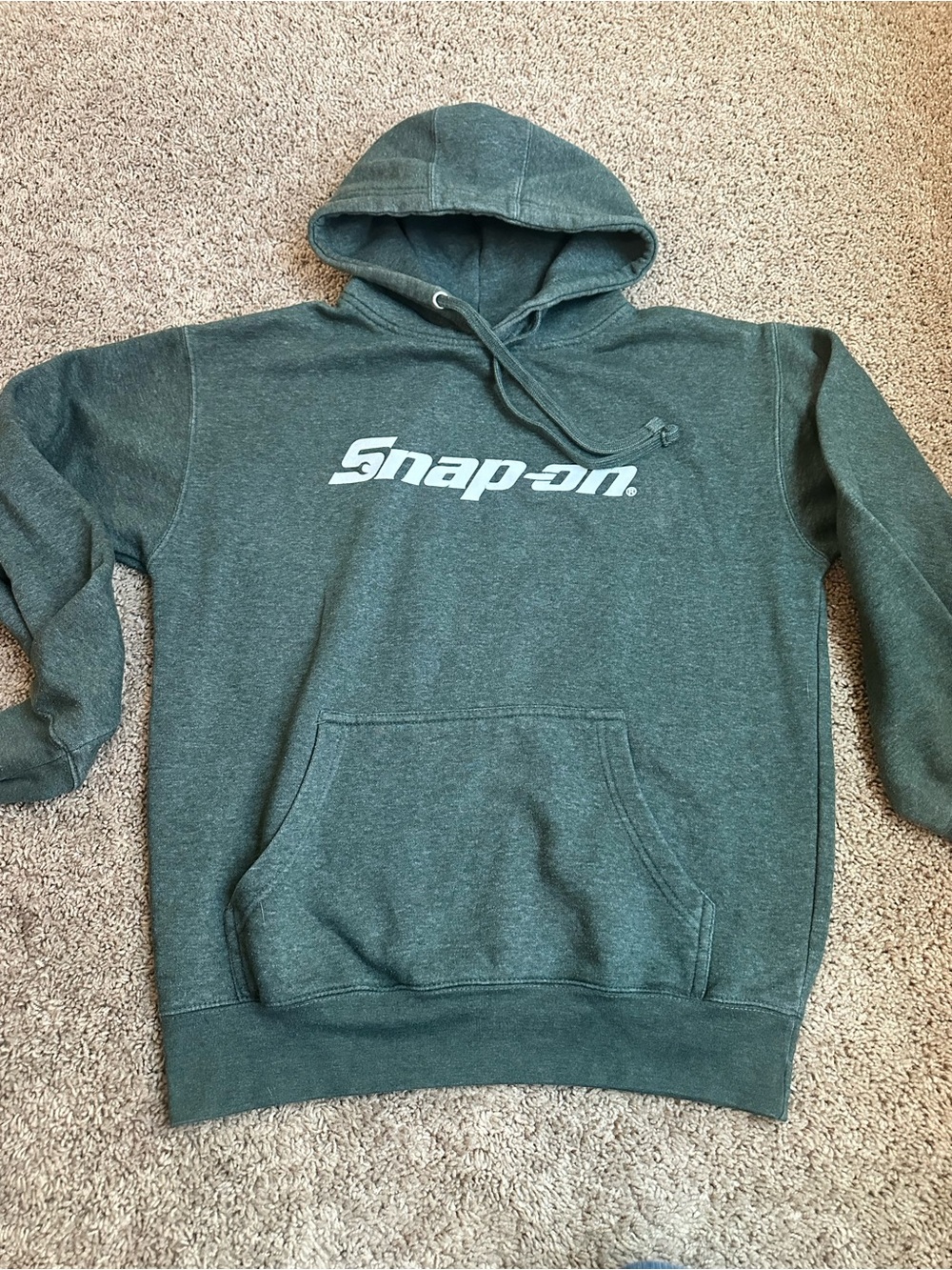 Snap-on Forest Green Pullover Hoodie with White Logo